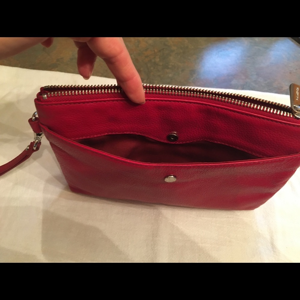 Red leather clutch-Danier leather